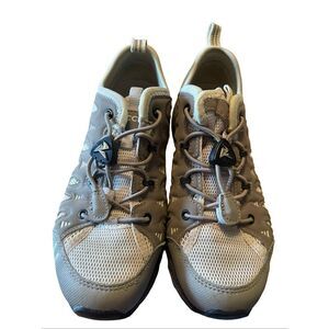 Ecco Womens White Gray Lace Up Mesh Low Top Sneaker Trail Hiking Shoes Size 5